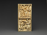 Plaque with the Journey to Emmaus and Noli Me Tangere, Elephant ivory, traces of gilding, Spanish