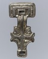Miniature Square-Headed Brooch, Silver-gilt, niello, inlays lost, Anglo-Saxon