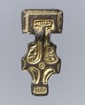 Miniature Square-Headed Brooch, Silver-gilt; iron pin, Anglo-Saxon