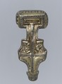 Miniature Square-Headed Brooch, Silver-gilt, niello; iron pin, Anglo-Saxon