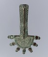 Bow Brooch, Silver-gilt, niello, garnet, glass, Frankish