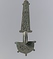 Bow Brooch, Copper alloy, cast, "tinned" surface; iron spring and pin, Visigothic