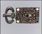 Belt Buckle, Copper alloy with garnets, glass, lapis lazuli, and cuttlefish bone, Visigothic
