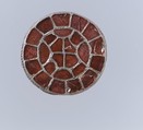 Disk Brooch, Gilded silver, garnets with patterned foil backings, and pearl, Frankish