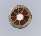 Disk Brooch, Gilded silver on iron core, garnet, mother of pearl, Frankish