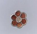 Rosette Brooch, Silver-gilt, beaded filigree edging, garnets with patterned foil ..., Frankish