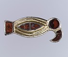 Bird-Shaped Brooch, Silver-gilt, garnets with patterned foil backings, Frankish