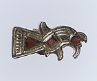Bird-Shaped Brooch, Silver-gilt, garnets with patterned foil backings; iron spring/pin, Frankish