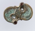 S-Shaped Brooch, Copper alloy, garnet, Frankish