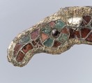 Purse Mount, Silver with garnets, glass, cuttlefish bone, Frankish