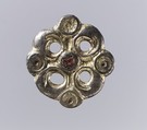 Openwork Rosette Brooch, Silver, gilded silver, garnet, iron, Frankish
