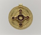 Pendant, Gold with garnets, Anglo-Saxon
