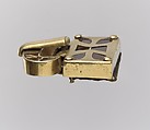 Gold Buckle with Garnets, Gold, garnets with patterned foil backing, cloisonné garnets, Germanic