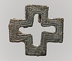 Purse Mount in the Form of a Cross, Silvered Copper alloy, Frankish