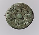 Round Box Brooch, Copper alloy, cast, traces of an iron pin, Viking