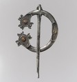 Open-Ring Brooch, Silver, cast and partially gilded; amber cabochons, Pictish or Irish