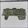 Round Box Brooch, Copper alloy, cast, traces of an iron pin, Viking