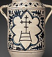 Pharmacy Jar with the Arms of the Hospital of Santa Maria della Scala, Tin-glazed earthenware, Italian