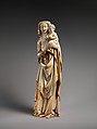 Virgin and Child, Elephant ivory with traces of paint and gold (modern wooden wooden and bone base), French