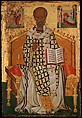Four Icons from a Pair of Doors (Panels), possibly part of a Polyptych: John the Theologian and Prochoros, the Baptism (Epiphany), Harrowing of Hell (Anastasis), and Saint Nicholas, Tempera and gold on wood, Byzantine