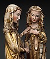 The Visitation, Attributed to Master Heinrich of Constance (German, active in Constance, ca. 1300), Walnut, paint, gilding, rock-crystal cabochons inset in gilt-silver mounts, German