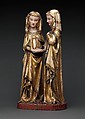 The Visitation, Attributed to Master Heinrich of Constance (German, active in Constance, ca. 1300), Walnut, paint, gilding, rock-crystal cabochons inset in gilt-silver mounts, German