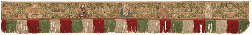 Praetexta of an Antependium, Linen, silk and gold thread, woven and embroidered, German