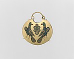 Temple Pendant with Two Birds Flanking a Tree of Life (front) and Geometric and Vegetal Motifs (back), Cloisonné enamel, gold, Kyivan Rus’