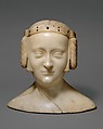 Tomb Effigy Bust of Marie de France (1327-41), daughter of Charles IV of France and Jeanne d'Evreux, Jean de Liège (Franco-Netherlandish, active ca. 1361–died 1381), Marble with lead inlays, French