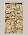 Plaque with Agnus Dei on a Cross between Emblems of the Four Evangelists, Ivory, South Italian