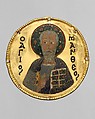 Medallion with Saint Matthew from an Icon Frame, Gold, silver, and enamel worked in cloisonné, Byzantine