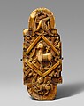 Pectoral with Christ and the Lamb of God and the Symbols of the Four Evangelists, Walrus ivory with gilt-copper sheets and copper alloy pin, British or North French