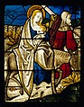 Stained Glass Panel with the Flight into Egypt, Pot metal, white glass, vitreous paint, silver stain, German