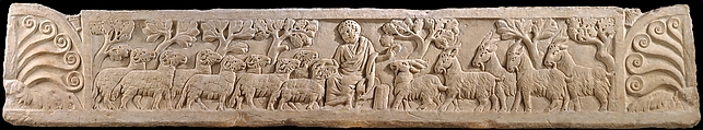 Sarcophagus Lid with Last Judgement, Marble, Roman