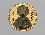 Medallion with Saint Paul from an Icon Frame, Gold, silver, and enamel worked in cloisonné, Byzantine