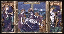 Triptych Panel with Pietá, Master of the Triptych of Louis XII (ca. 1490–ca. 1515), Painted enamel, copper, French