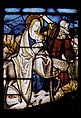 Stained Glass Panel with the Flight into Egypt, Pot metal, white glass, vitreous paint, silver stain, German
