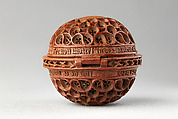 Prayer Bead with God in Glory and the Last Judgment, Boxwood, with traces of later paint, Netherlandish