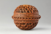 Prayer Bead with God in Glory and the Last Judgment, Boxwood, with traces of later paint, Netherlandish