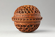 Prayer Bead with God in Glory and the Last Judgment, Boxwood, with traces of later paint, Netherlandish