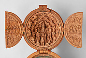 Prayer Bead with God in Glory and the Last Judgment, Boxwood, with traces of later paint, Netherlandish
