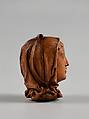 Prayer Bead in the Form of the Virgin's Head with Jesus Carrying the Cross and the Crucifixion, Fruitwood, German (?)