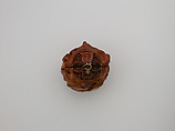 Prayer Bead in the Form of the Virgin's Head with Jesus Carrying the Cross and the Crucifixion, Fruitwood, German (?)