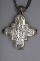 Reliquary Cross, Silver with traces of gilding, niello, granulated hinge, and a pearl, Byzantine or Russian