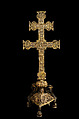 Reliquary Cross of Jacques de Vitry, Cross: gilded silver, cloisonné enamel on gold, semiprecious stones, and glass; base: gilded copper