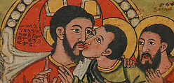 Diptych with the Kiss of St. John, Tempera on wood, Ethiopian (Ethiopia)