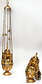 Pair of Hanging Censers (Burvars), Silver, gilded, cast decoration, mounted, Armenian