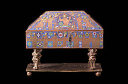Reliquary of the Cross, Gilded copper and champlevé enamel, French