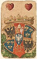 Suit of Hearts, from The Playing Cards of Peter Flötner, Peter Flötner (German, Thurgau 1485–1546 Nuremberg), Woodcut on paper with watercolor, opaque paint, and gold; the d’Este arms are hand drawn in pen and ink on the 2 of every suit, German
