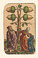 Suit of Acorns, from The Playing Cards of Peter Flötner, Peter Flötner (German, Thurgau 1485–1546 Nuremberg), Woodcut on paper with watercolor, opaque paint, and gold; the d’Este arms are hand drawn in pen and ink on the 2 of every suit, German